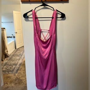 Pink Satin Mini Dress